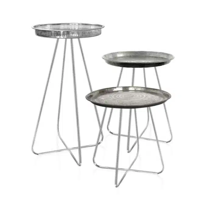 Casablanca - set of 3 tables in silver