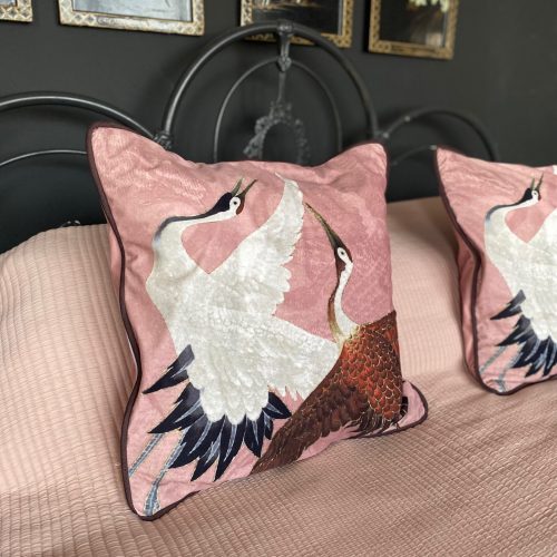 Cranes Cushions in Pink