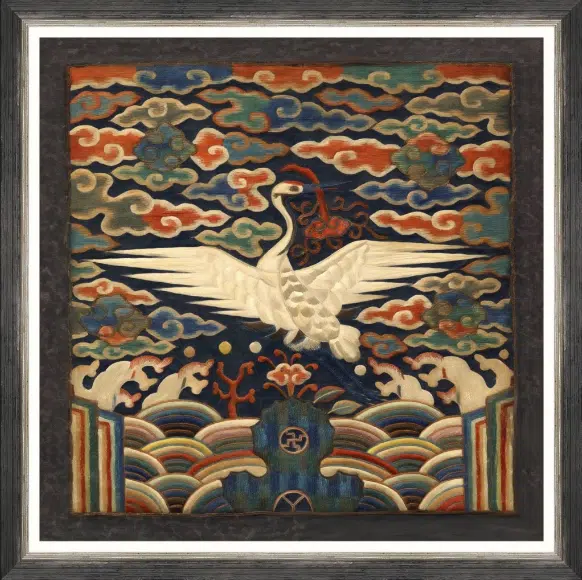 Korean Crane Framed Linen