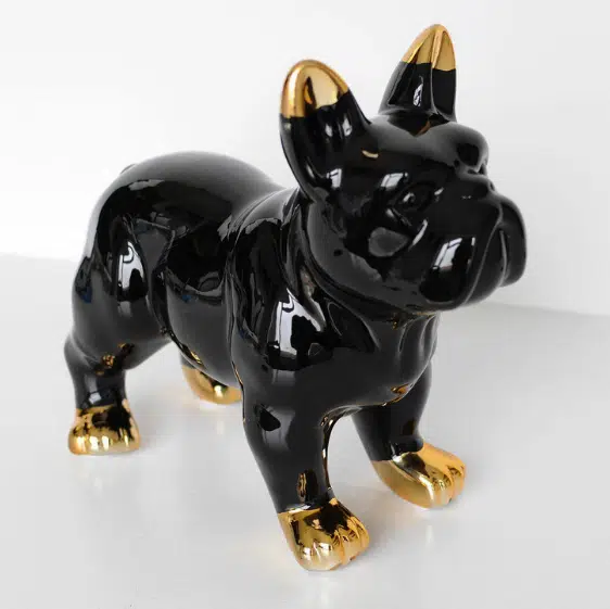 Ceramic Black Bulldog in Black Gloss